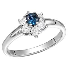 Every Day Blue Sapphire Diamonds White Gold Ring for Her