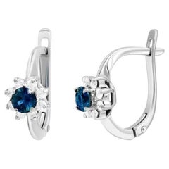 Every Day - Boucles d'oreilles à levier en or blanc et saphirs bleus pour elle