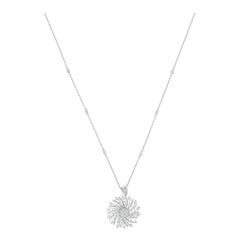 1.83 Carat SI/H Baguette Round Diamond Sunflower Pendant Necklace 14k White Gold