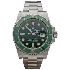 Used Rolex Stainless Steel Submariner Green Dial Automatic Wristwatch Ref W3556