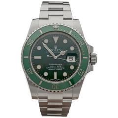 Rolex Stainless Steel Submariner Green Dial Automatic Wristwatch Ref W3556 