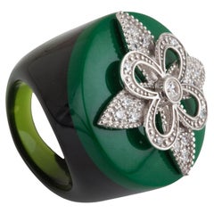 Miriam Salat “St Tropez” multi color translucent Resin & White Topaz Ring