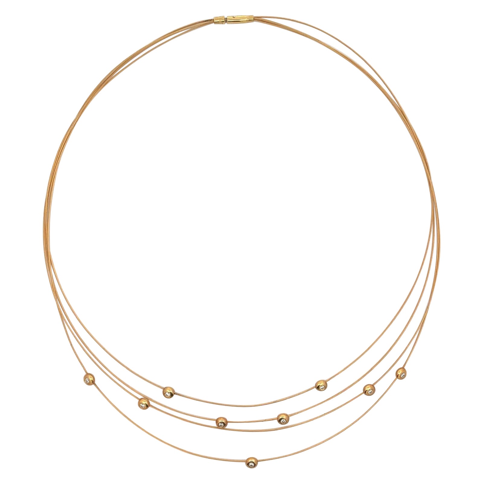 Mehrstrangige Mappin & Webb Diamant-Halskette aus 18 Karat Gelbgold mit Diamanten