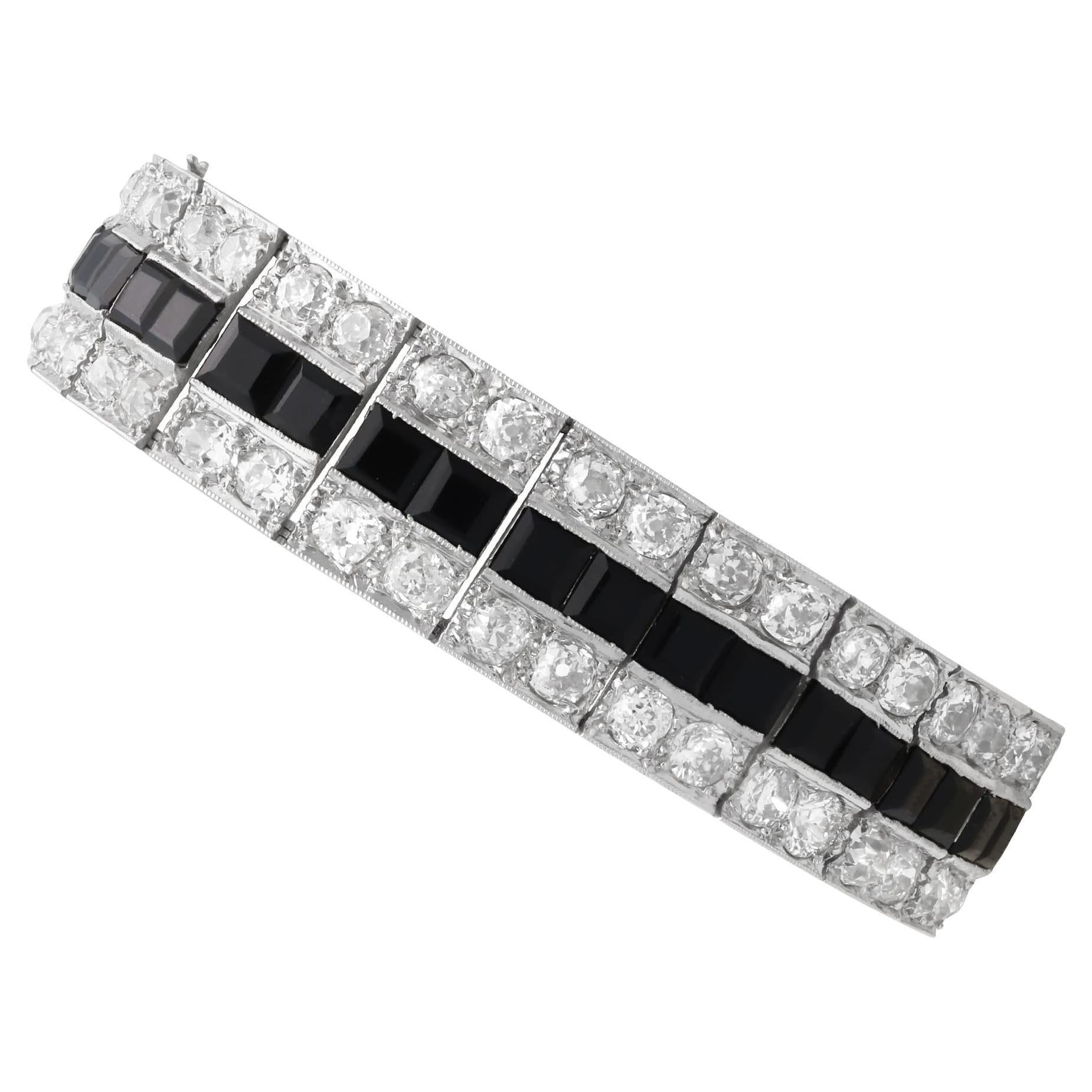 Bracelet ancien en platine, onyx de 6,84 carats, diamants de 15,40 carats, c. 1920