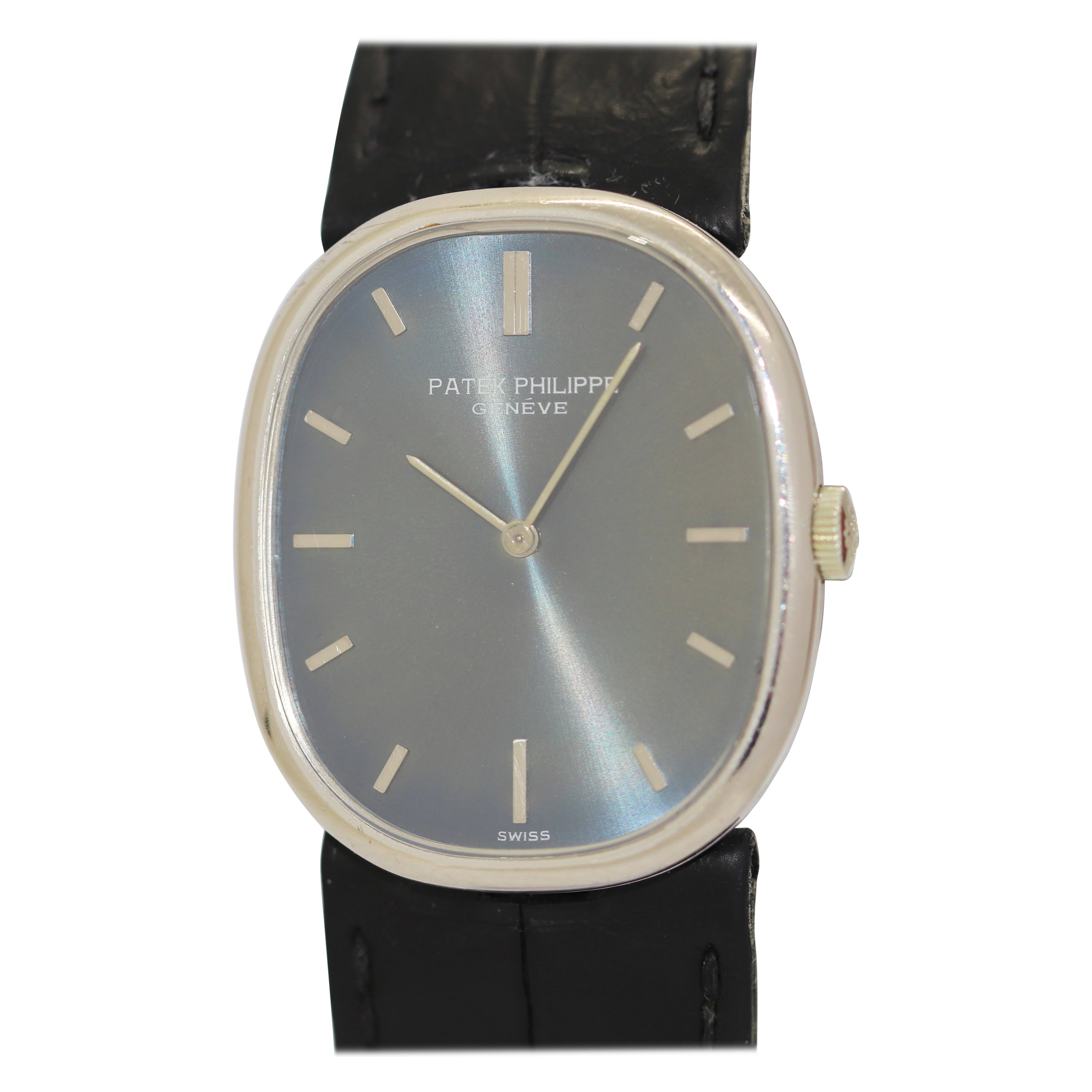 1970’s Patek Philippe Golden Ellipse d‘Or White Gold Blue Dial Ref. 3848