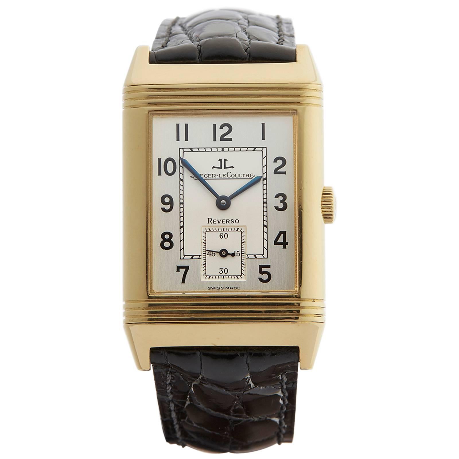 Jaeger-LeCoultre Yellow Gold Reverso Mechanical Wind Wristwatch