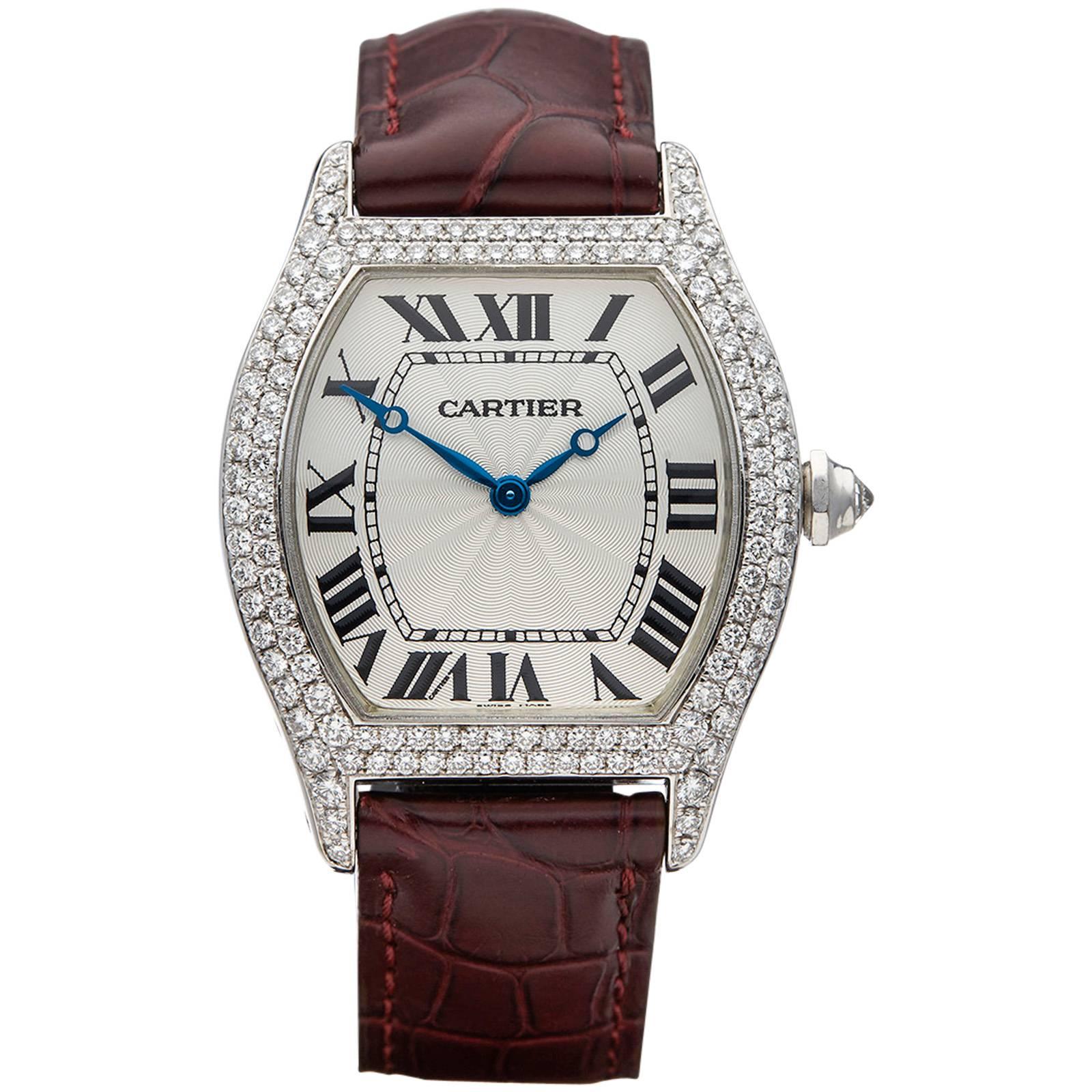 Cartier White Gold Tortue Mechanical Wind Wristwatch Ref	W3110