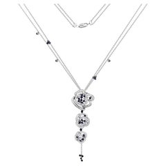 Blue Sapphire and White Diamond Royal Pendant 18K Gold Necklace