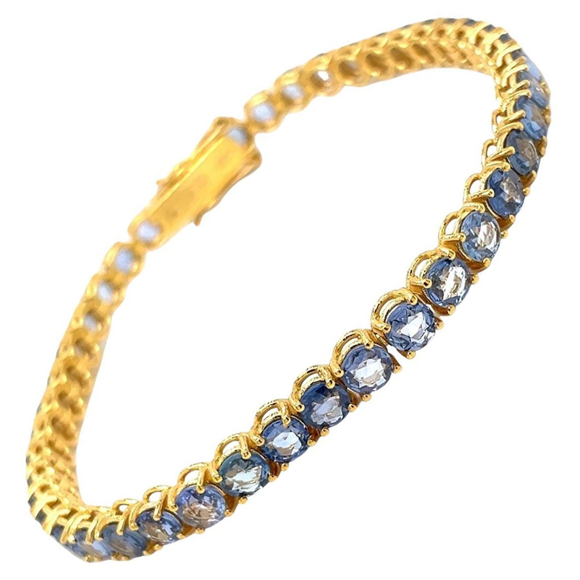 Gold-Tennisarmband mit CTW 11 natürlichen blauen Saphiren
