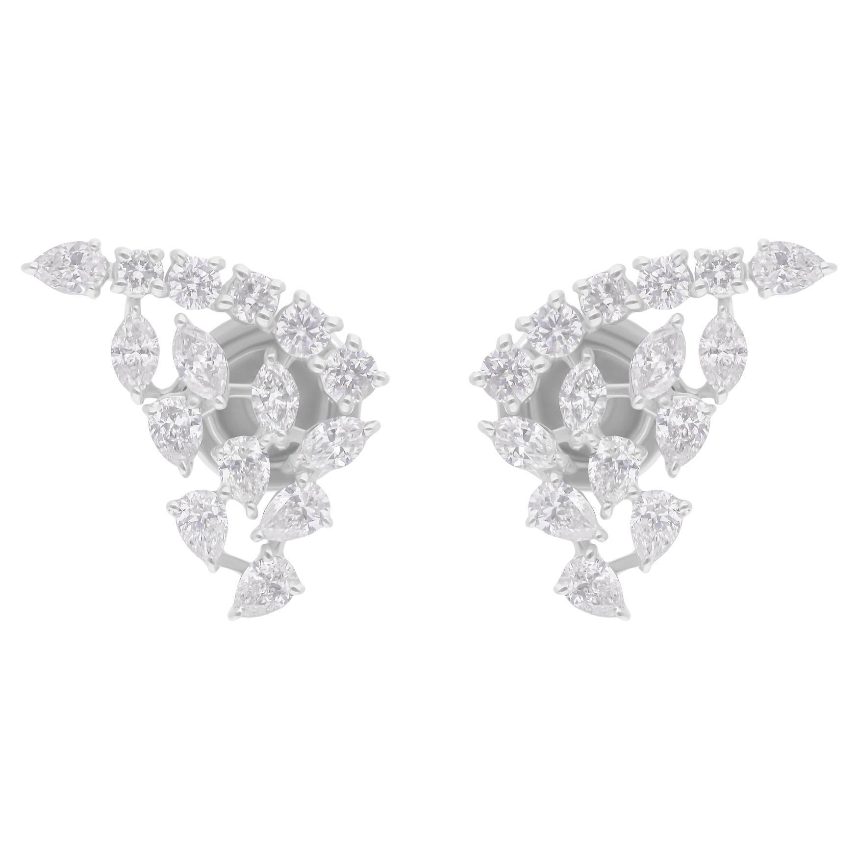 1.27 Carat SI/H Round Marquise Pear Diamond Earrings 14 Karat White Gold Jewelry