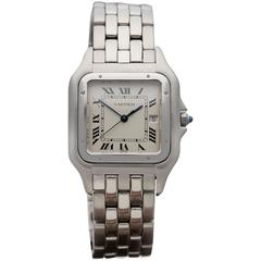 Cartier Stainless Steel White Roman Dial Panthere Quartz Wristwatch Ref W3284
