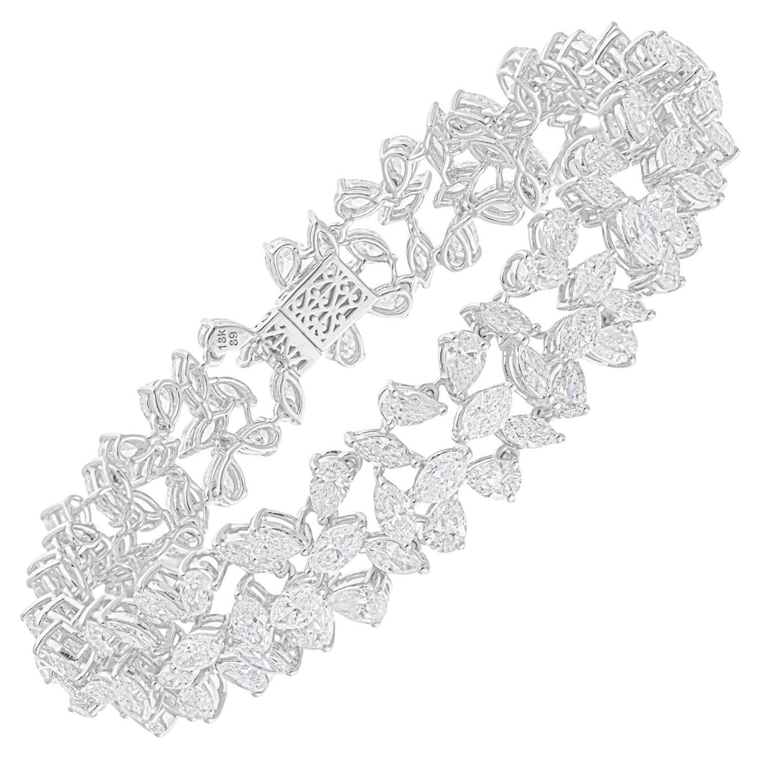 Real 18,81 Karat SI/H Marquise Birnen-Diamant-Armband 14 Karat Weißgold Schmuck