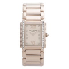 Patek Philippe Twenty-4 4910/20G, Diamonds Bezel, 18ct White Gold, Box & Papers.