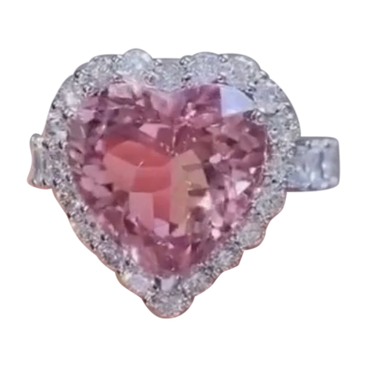 AIG Certified 8.00 Carat Pink Morganite Diamonds 18K Gold Ring For Sale