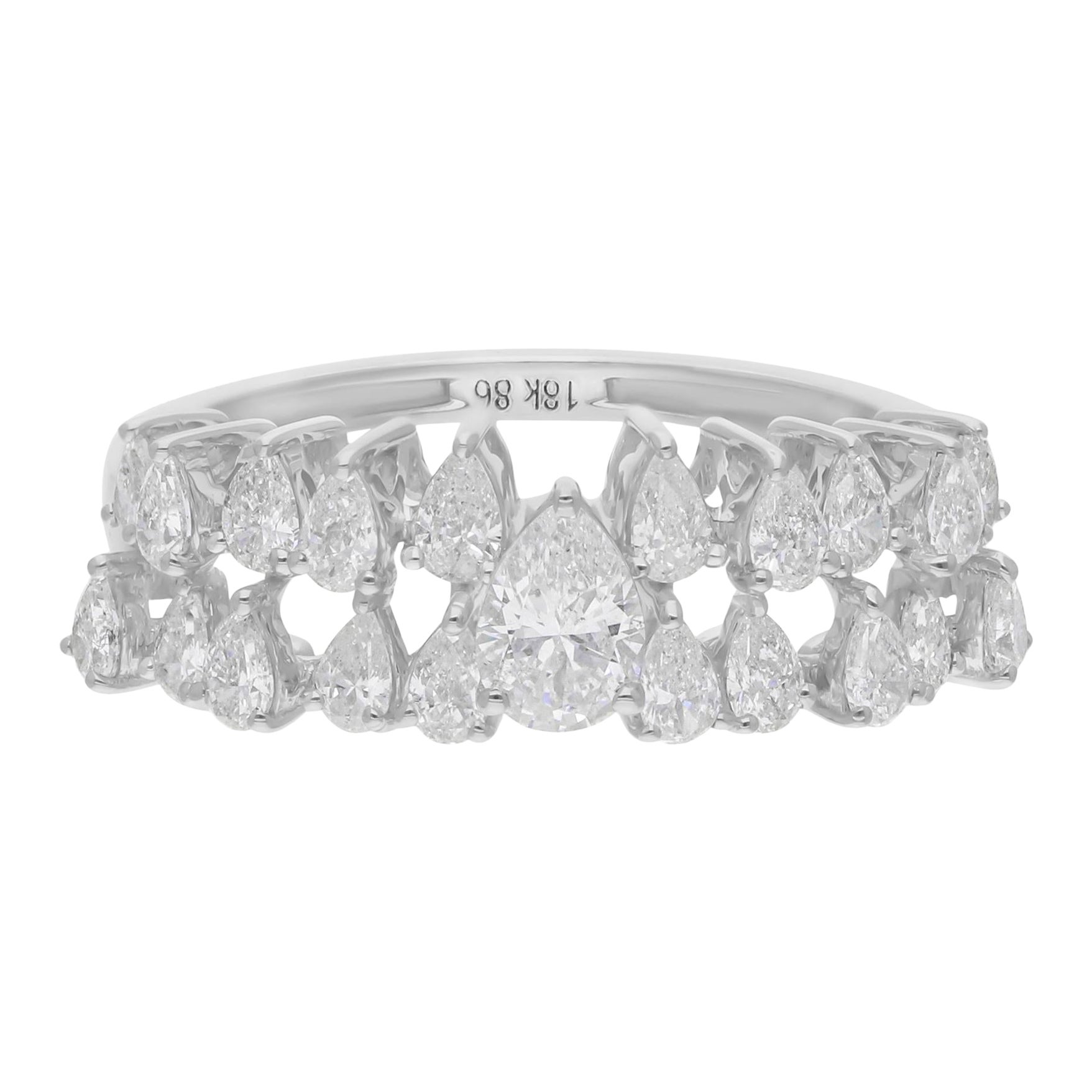 1.27 Carat SI Clarity HI Color Pear Diamond Ring 14 Karat White Gold Jewelry