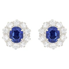 Boucles d'oreilles saphir et diamant de 2.00ct, c.1930s, Late Deco