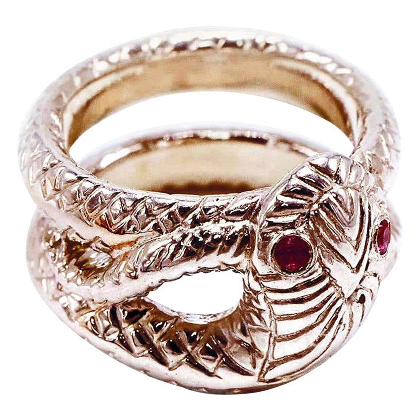 Ruby Snake Ring Gold Vermeil Victorian Style Cocktail Ring