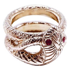 Ruby Snake Ring Gold Vermeil Victorian Style Cocktail Ring