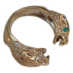 Emerald White Diamond Jaguar Ring