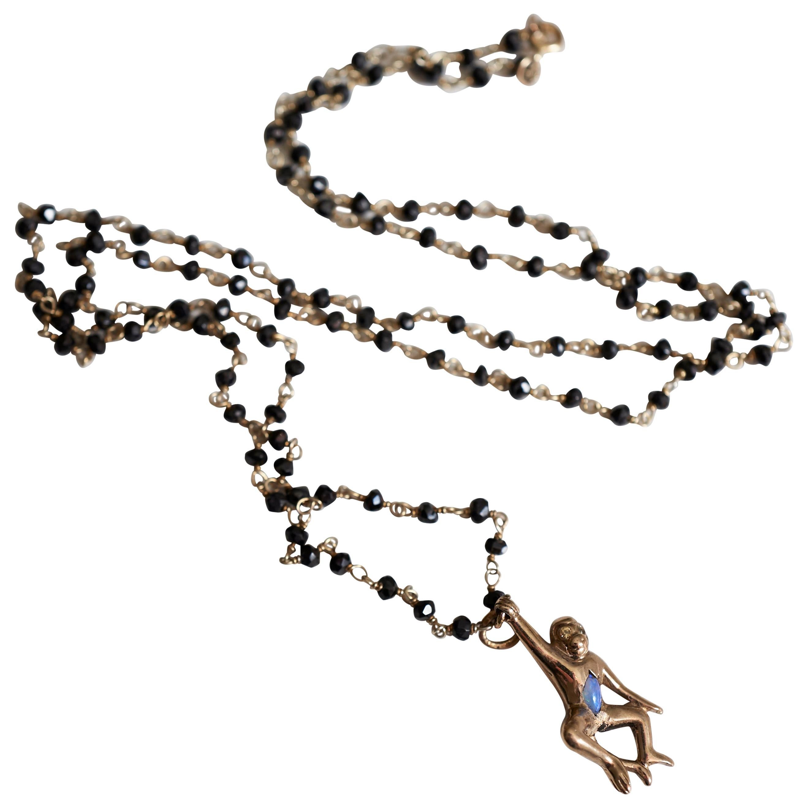 Collar Mono Ópalo Espinela Negro Rosario