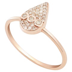 18k Rose Gold Flat-Drop Ring with 32 Champagne Diamonds, Size US 8