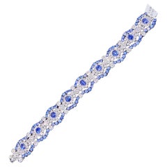 NWT $92, 100 Raro 18KT Oro Fancy 20CT Ceilán Azul Zafiro Diamante Pulsera