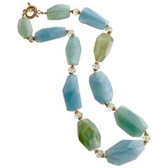 Aquamarine Nuggets Prasiolite Necklace 10