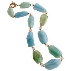 Aquamarine Nuggets Prasiolite Necklace