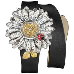 Sicis Ladies Yellow Gold White Daisy Yellow Sapphires Quartz Wristwatch 3