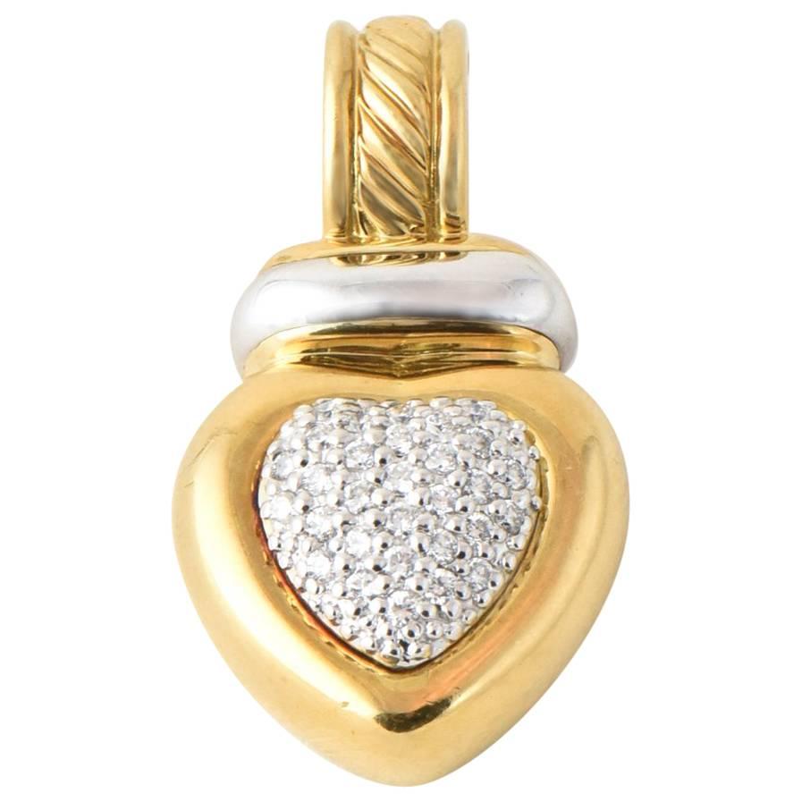 David Yurman Diamond Gold Heart Enhancer Pendant