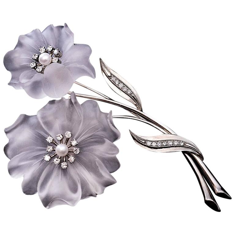 crystal flower brooch