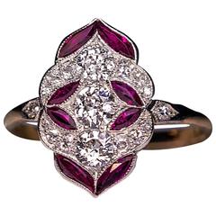 Early Art Deco Diamond Ruby Ring