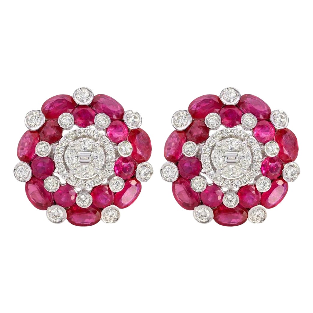 6.27 Carat Ruby and Diamond Earrings