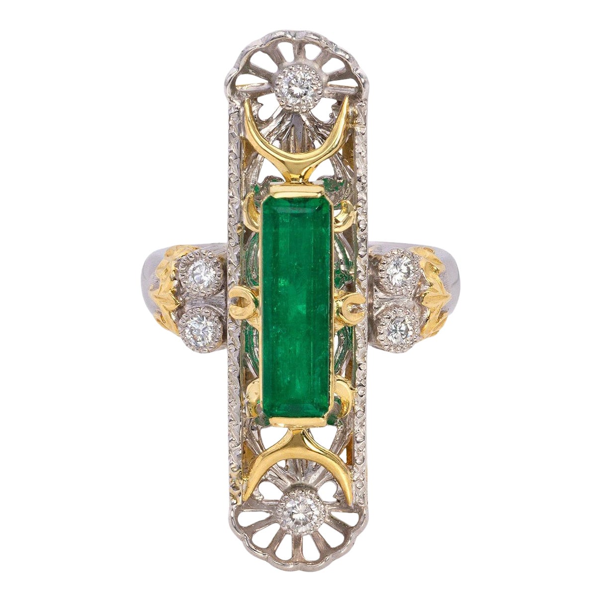 2.34 Carat Emerald Diamond Platinum Ring
