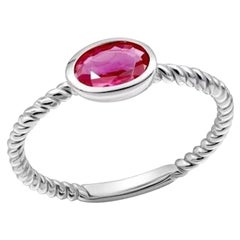 Anillo Clásico Rubí Blanco Oro 14K para Ella