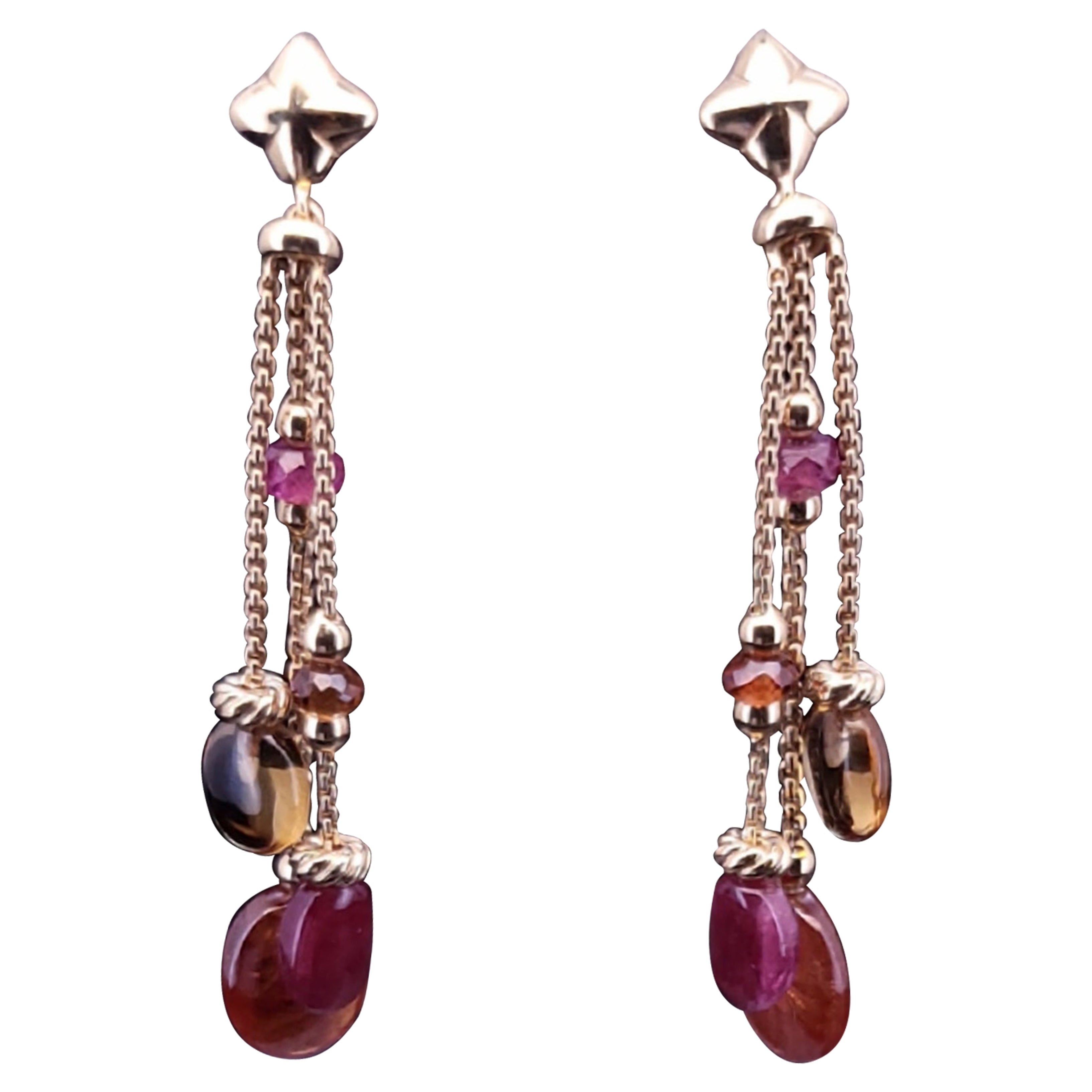 Pendientes de oro amarillo de 18 quilates David Yurman Bijoux Bead Link Drop Gemstones