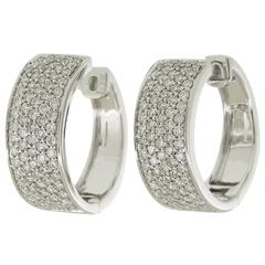 .93 Total Carat Pavé Diamond Huggie Hoop Earrings