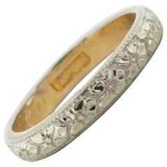 22k White Gold Etched Band