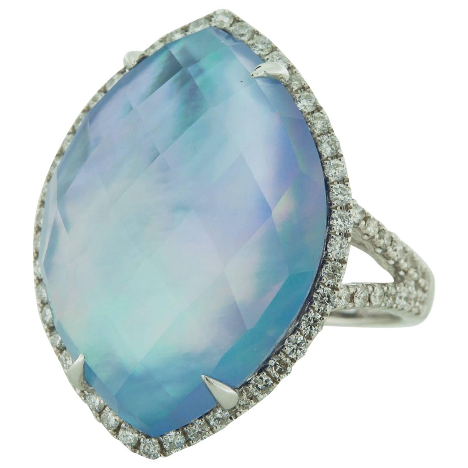 Lapis Lazuli, Mother-of-Pearl and White Topaz Triplet Ring