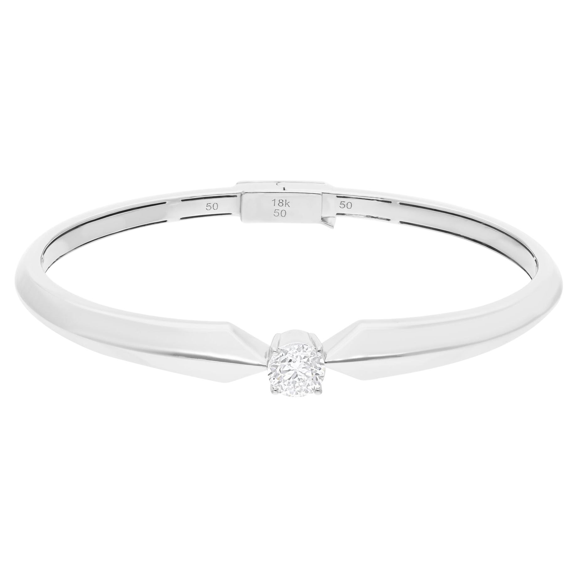 1.01 Carat SI/H Solitaire Round Brilliant Cut Diamond Bracelet 14k White Gold