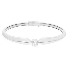 1.01 Carat SI/H Solitaire Round Brilliant Cut Diamond Bracelet 14k White Gold