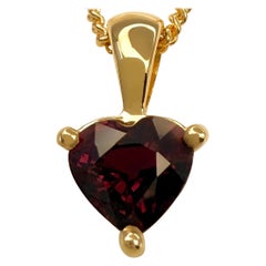 GIA Certified Untreated Heart Cut Ruby 18k Yellow Gold Pendant Necklace