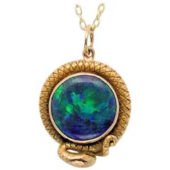 Art Nouveau Black Opal Pendant