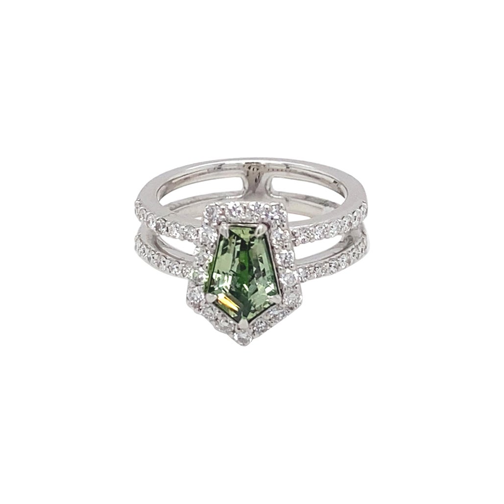 GIA Certified 1.67 Carat No Heat Sapphire Diamond Platinum Ring
