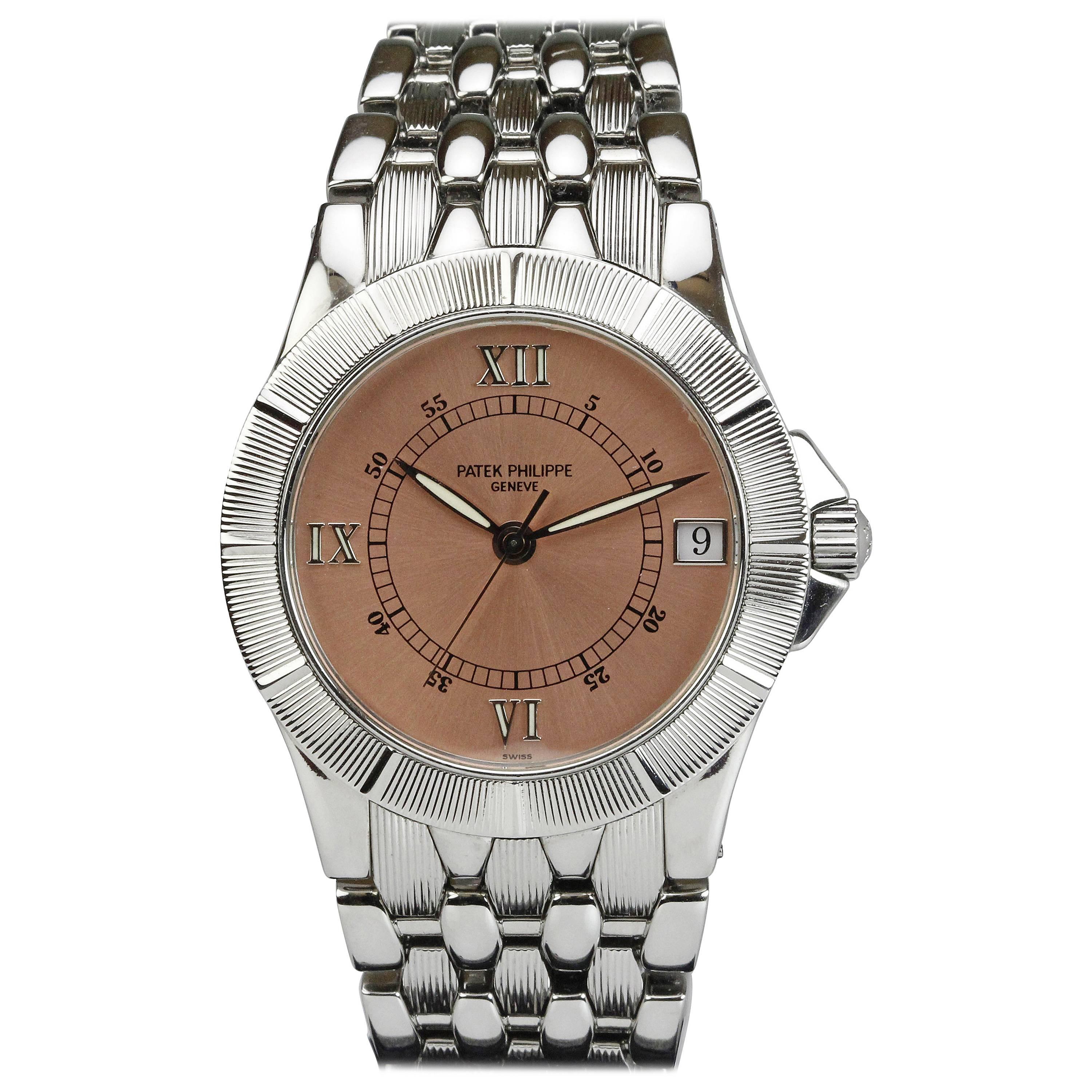 Patek Philippe Stainless Steel Neptune Salmon Dial Wristwatch Ref 5080/1