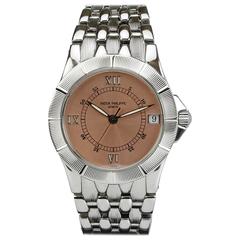 Retro Patek Philippe Stainless Steel Neptune Salmon Dial Wristwatch Ref 5080/1