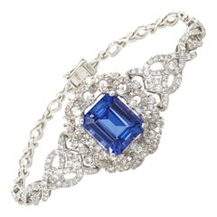7.57 Carat Octagon Cut Tanzanite Diamond White Gold Bracelet