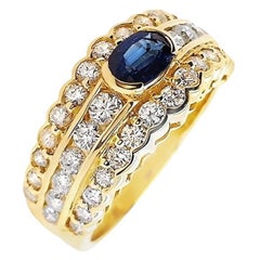 IGI Certified 0.51ct No-treated Sapphire 1.22ct Diamonds 18K Yellow Gold Ring