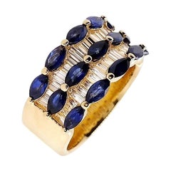 IGI-zertifizierter Ring aus 18 Karat Gelbgold mit 2,26 Karat natürlichen Saphiren und 1,25 Karat Diamanten