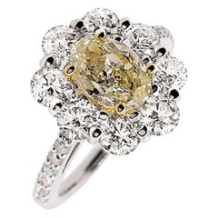 IGI Certified 1.00ct Oval Diamond 1.38ct Natural Diamonds Platinum & Gold Ring